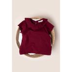 Vauva Kız Çocuk Tişört Yaklı Body Tişört - Bordo - 3 - 4 Yaş