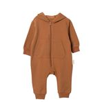 Vauva Kız Erkek Bebek Çocuk Uzun Kollu Kapşonlu İnce Şardonlu Mevsimlik Tulum (Kiremit, 24-36 Ay)