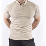 VAV Wear Outdoor Günlük Polo Yaka Lakost Erkek Kısa Kollu T-Shirt Pamuklu Yazlık TLAC01 - XL - Bej