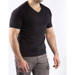 VAV Wear Tactical Outdoor Günlük Tişört Erkek Kısa Kollu Pamuklu Elastan Nervürlü Esnek Ter Emer TTHIN02 - Siyah - XS