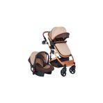 VaVbaby EliteCruise Travel Sistem Lüks Bebek Arabası Konforlu Seyahat Sistem Puset Katlanabilir Gold Kahve