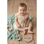 Vavbaby Kız Bebek Lüks Yakası ve Eteği Dantel Işlemeli Omuzları Fırfırlı Bodysuit - Bej - 9 Ay