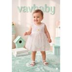 Vavbaby Kız Bebek Papatya Kabartma Desenli Çıtçıtlı Badi Zıbın Tütü Elbise-Beyaz - 6 Ay