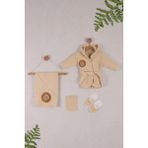 Vavbaby Organik Bambu Bebek Havlu Bornoz Seti Bebek Havlu Kundak Lion