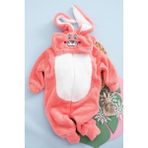 Vavbaby Welsoft Peluş Unisex Fermuarlı Kışlık Bebek Uyku Tulumu Bebek Tulumu Çocuk Tulumu Çocuk Kostümü - Nar Çiçegi - 3 Yaş