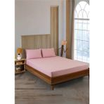 Vavey Çizgili Saten 160X200 30LASTIKLI Yatak Çarşafı ve 2 Adet Yastık Kılıfı 50X70 Çift Kişilik Set Pembe - 160 X 200