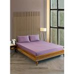 Vavey Pamuklu Çizgili Saten Çift Kişilik Lastikli Çarşaf Takımı 180x200 Cm 2 Adet Yastık Kılıfı 50x70 Cm Mor