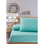 Vavey Pamuklu Çizgili Saten Tek Kişilik Lastikli Çarşaf Seti 100 x 200 cm 30 cm 1 Adet Yastık Kılıfı - Mint Yeşili