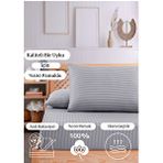 Vavey Pamuklu Çizgili Saten Tek Kişilik Lastikli Çarşaf Seti 100x200cm30 Cm 1 Adet Yastık Kılıfı 50x70 Gri