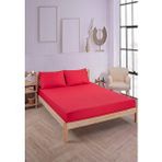 Vavey Pamuklu Çizgili Saten Tek Kişilik Lastikli Çarşaf Seti 100x200cm30 Cm 1 Adet Yastık Kılıfı 50x70 Kırmızı