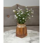 VAZO DAHİL,VAZO DAHİL,VAZODA ÇİÇEK,BEYAZ YAPAY ÇİÇEK,VAZO DEKORATİF TAŞLI ALTIN POLİRESİN 7x7x15cm
