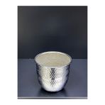 VAZO DEKOR Gümüş Renkli Dövme Metal Dekoratif Saksı - 15x13 cm - Lüks Görünümlü Vazo & Çiçeklik