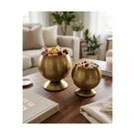 VAZO DEKOR İkili Düz Eskitme Top Vazo Büyük boy: 15,5 cm / 11 cm - Küçük boy : 12 cm / 8,5 cm