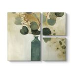 Vazoda Yeşil Yapraklar Tablosu 88 x 73-3 Parçalı