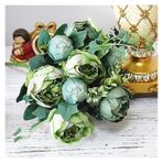 Vazolu Yapay Çiçekler 1 Bunch of Large Artificial Peony Silk Peony Simulation Bridal Bouquet Suitable for Home Hotel DIY Wedding Decoration Flower Yapay Çiçekler(Green)