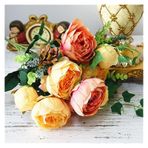 Vazolu Yapay Çiçekler 1 Bunch of Large Artificial Peony Silk Peony Simulation Bridal Bouquet Suitable for Home Hotel DIY Wedding Decoration Flower Yapay Çiçekler(Orange)