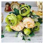 Vazolu Yapay Çiçekler 1 Bunch of Large Artificial Peony Silk Peony Simulation Bridal Bouquet Suitable for Home Hotel DIY Wedding Decoration Flower Yapay Çiçekler(White-green)