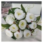 Vazolu Yapay Çiçekler 10 Heads Simulation Flowers Silk Tea Roses Artificial Flowers Rose Bouquet Wedding Bridal Bouquets Table Home Indoor Decoration Yapay Çiçekler(Milk-white)