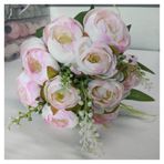 Vazolu Yapay Çiçekler 10 Heads Simulation Flowers Silk Tea Roses Artificial Flowers Rose Bouquet Wedding Bridal Bouquets Table Home Indoor Decoration Yapay Çiçekler(Pink)