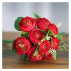 Vazolu Yapay Çiçekler 10 Heads Simulation Flowers Silk Tea Roses Artificial Flowers Rose Bouquet Wedding Bridal Bouquets Table Home Indoor Decoration Yapay Çiçekler(Red)