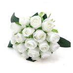 Vazolu Yapay Çiçekler 18 Heads Silk Rose Flowers Artificial Flowers Bouquet Bridal Bouquets Wedding Home Christmas Party DIY Decoration Rose Yapay Çiçekler(Beyaz)