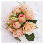 Vazolu Yapay Çiçekler 18 Heads Silk Rose Flowers Artificial Flowers Bouquet Bridal Bouquets Wedding Home Christmas Party DIY Decoration Rose Yapay Çiçekler(Champagne)