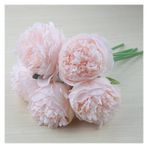 Vazolu Yapay Çiçekler 5 Heads Big Silk Peonies Bridal Bouquet Wedding Table Center Decor Silk Peonies Flores Home Flowerpot Ornamental Fake Flowers Yapay Çiçekler(Light-pink)
