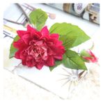 Vazolu Yapay Çiçekler Artificial Simulation Flower DIY Flower Bouquet Silk Dahlia Flower Arrangement Wedding Dahlia Pink Home Party Wedding Table Decoration Yapay Çiçekler(Rose-red)