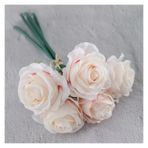 Vazolu Yapay Çiçekler Bouquet Bride Wedding Flower Bouquet Artificial Silk Rose 5 Heads Rose Flower White Bouquet Home Party Wedding Decoration Yapay Çiçekler(Champagne)