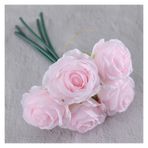 Vazolu Yapay Çiçekler Bouquet Bride Wedding Flower Bouquet Artificial Silk Rose 5 Heads Rose Flower White Bouquet Home Party Wedding Decoration Yapay Çiçekler(Pink)