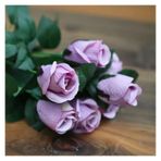Vazolu Yapay Çiçekler Faux Flowers Wedding Flowers Small Bouquet 7 Heads Silk Roses Fake Artificial Flowers Bouquet Wedding Home Party Holiday Rose Decoration Yapay Çiçekler(Purple)