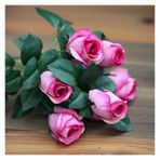Vazolu Yapay Çiçekler Faux Flowers Wedding Flowers Small Bouquet 7 Heads Silk Roses Fake Artificial Flowers Bouquet Wedding Home Party Holiday Rose Decoration Yapay Çiçekler(Rose-red)