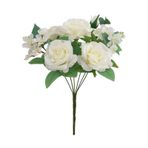 Vazolu Yapay Çiçekler Pink Big Rose Artificial Flowers Wedding Bouquet Silk Rose Flower Cherry Blossoms for Home Party Wedding Decoration Fake Flowers Yapay Çiçekler(Beyaz)