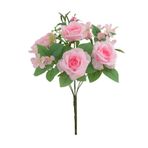Vazolu Yapay Çiçekler Pink Big Rose Artificial Flowers Wedding Bouquet Silk Rose Flower Cherry Blossoms for Home Party Wedding Decoration Fake Flowers Yapay Çiçekler(Pink)