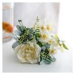 Vazolu Yapay Çiçekler Simulation Bouquet Artificial Peony Bouquet Fake Camellia Wedding Home Party Decoration Bouquet Holiday Silk Camellia Flower Yapay Çiçekler(Yellow)