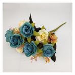 Vazolu Yapay Çiçekler Simulation Flower Bridesmaid Silk Rose Bouquet Bridal Wedding Bouquet Wedding Flowers Pink Roses DIY Home Party Decoration Yapay Çiçekler(Blue)