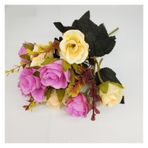 Vazolu Yapay Çiçekler Simulation Flower Bridesmaid Silk Rose Bouquet Bridal Wedding Bouquet Wedding Flowers Pink Roses DIY Home Party Decoration Yapay Çiçekler(Light-purple)