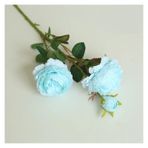 Vazolu Yapay Çiçekler Simulation Flower Rose Bouquet Artificial Silk 3 Heads Peony Bridal Bouquet Flower Arrangement Pink Home Party Wedding Decoration Yapay Çiçekler(Blue)