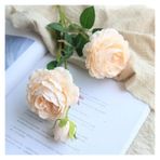 Vazolu Yapay Çiçekler Simulation Flower Rose Bouquet Artificial Silk 3 Heads Peony Bridal Bouquet Flower Arrangement Pink Home Party Wedding Decoration Yapay Çiçekler(Champagne)