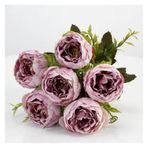 Vazolu Yapay Çiçekler Simulation Flowers Silk Peony Bridal Bouquets Artificial Peony Bridesmaid Bouquets Home Store Wedding Decoration Wedding Accessories Yapay Çiçekler(Soft-purple)