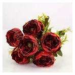 Vazolu Yapay Çiçekler Simulation Flowers Silk Peony Bridal Bouquets Artificial Peony Bridesmaid Bouquets Home Store Wedding Decoration Wedding Accessories Yapay Çiçekler(Wine-red)
