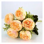 Vazolu Yapay Çiçekler Simulation Flowers Silk Peony Bridal Bouquets Artificial Peony Bridesmaid Bouquets Home Store Wedding Decoration Wedding Accessories Yapay Çiçekler(Yellow)