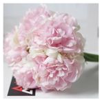 Vazolu Yapay Çiçekler Wedding Simulation Flower Bouquet 5 Heads Silk Peony Hydrangea Artificial Flower Wedding Bridesmaid Fake Hydrangea Purple Home Party Decoration Yapay Çiçekler(Pink-green)