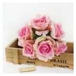 Vazolu Yapay Çiçekler Wedding Simulation Flower Bouquet 6 Heads Silk Roses Simulation Flower Bouquet Fake Roses Home Party Wedding Table Decoration Yapay Çiçekler(Peach-pink)
