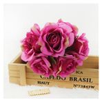 Vazolu Yapay Çiçekler Wedding Simulation Flower Bouquet 6 Heads Silk Roses Simulation Flower Bouquet Fake Roses Home Party Wedding Table Decoration Yapay Çiçekler(Rose-red)
