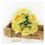 Vazolu Yapay Çiçekler Wedding Simulation Flower Bouquet 6 Heads Silk Roses Simulation Flower Bouquet Fake Roses Home Party Wedding Table Decoration Yapay Çiçekler(Yellow)