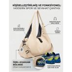 VB Collection Kadın Spor ve Seyahat Çantası Su Geçirmez Naylon Ayakkabı Bölmeli Geniş Hacimli Fitness Omuz Çantası - Krem