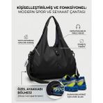 VB Collection Kadın Spor ve Seyahat Çantası Su Geçirmez Naylon Ayakkabı Bölmeli Geniş Hacimli Fitness Omuz Çantası - Siyah