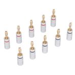 VBESTLIFE 10 Adet Banana Plug, 24K Altın Kaplama Banana Speaker Plug Konnektörler, Hoparlör Kablosu, Duvar Plakası, Ev Sineması, Amplifikatörler ve Ses Sistemleri için Hızlı Bağlantı