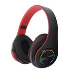 VBESTLIFE RGB Işıklı Kulak Üstü Bluetooth Kulaklık, Seyahat Çalışmaları Için Derin Bas Özellikli Kablosuz Katlanabilir Oyun Kulaklığı Cep Telefonu, Destek Hafıza Kartı (siyah kırmızı)